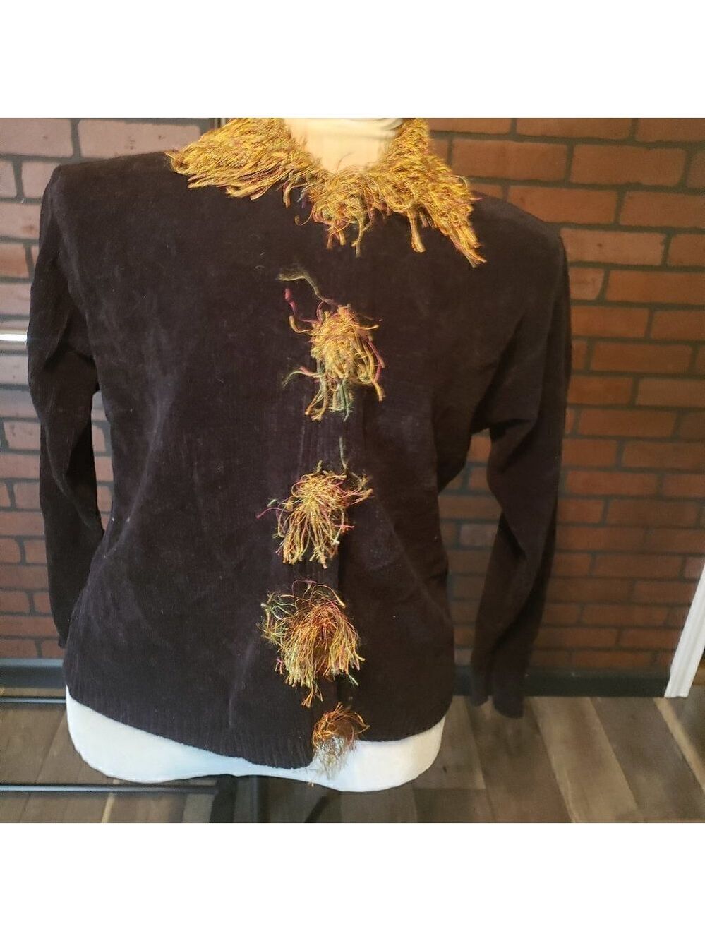 Vintage Bellepointe Black Sweater  Eyelash Trim - Picture 2 of 12
